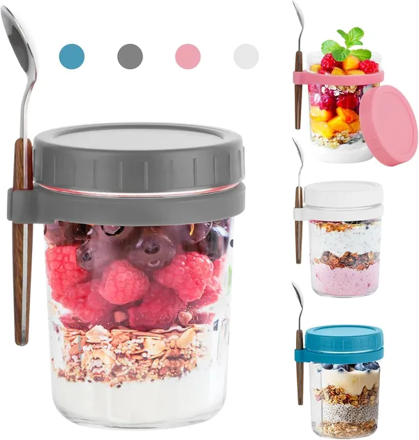 Premium_Oats_Container_450_ML_1_Pcs_(random_color)_Oats_Jars_with_Lid_and_Spoon_For_Overnight_Oats_Leak_Proof_Container_with_Measurment_For_Cereal_Fruit_Vegetable_Milk_Salad_Yogurt