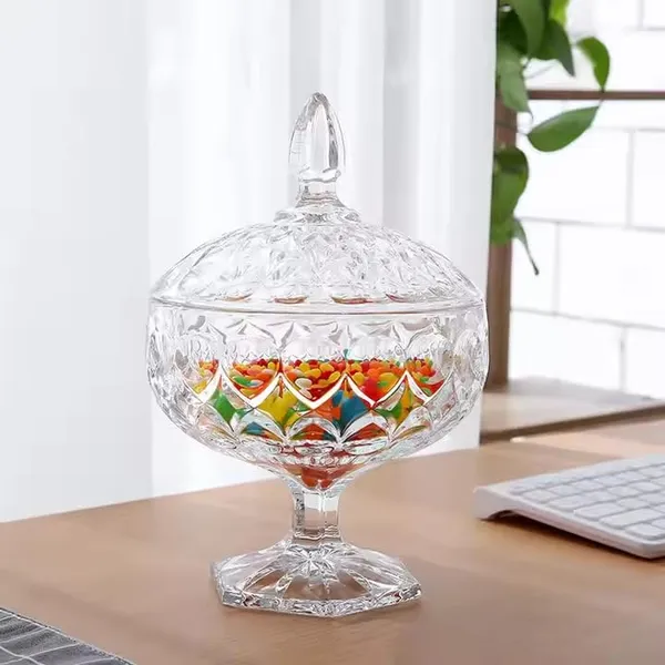Premium_Glass_Candy_Dish_with_Lid,_Clear_Glass_Candy_Jar,_Cookie_Jar,_Decorative_Candy_Bowl,_Jewellery_Dish,_Covered_Candy_Jars_for_Buffet,_Kitchen,_Home,_Office_Desk
