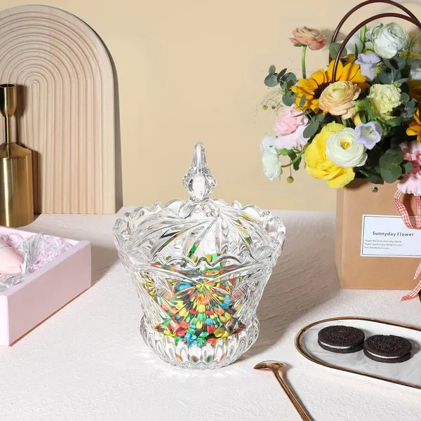 Premium_Glass_Candy_Dish_with_Lid,_Clear_Glass_Candy_Jar,_Cookie_Jar,_Decorative_Candy_Bowl,_Jewellery_Dish,_Covered_Candy_Jars_for_Buffet,_Kitchen,_Home,_Office_Desk