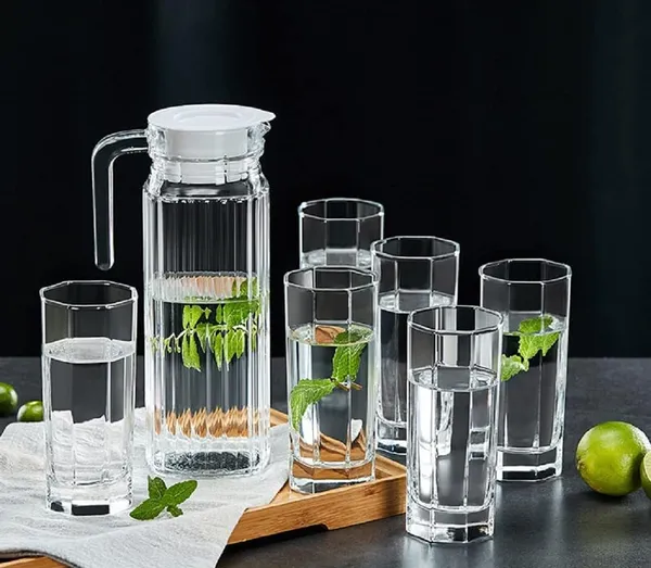 Premium_Water_and_Juice_Glasses_and_Jug_Set_Combo_[6_Piece_Glass_300ML_&_1_Piece_Jug_1_Liter]_Transparent_Pitcher_Set_for_Dining_Table,_Home_&_Restaurant,Party_(MTS_-_16)