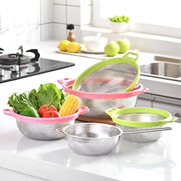 Mivana_Stainless_Steel_Colander,_28_CM_Micro-Perforated_&_Footed_Metal_Colander_with_Handle_for_Kitchen_Food/Vegetable/Fruit/Rice/Pasta/Noodles_-_Dishwasher_Safe