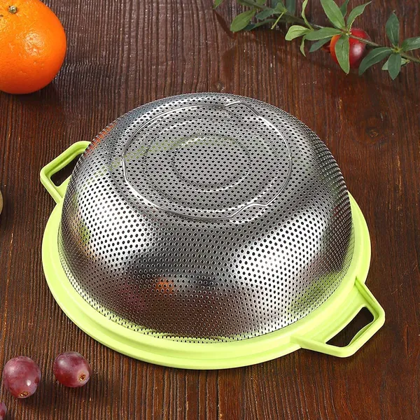 Mivana_Stainless_Steel_Colander,_28_CM_Micro-Perforated_&_Footed_Metal_Colander_with_Handle_for_Kitchen_Food/Vegetable/Fruit/Rice/Pasta/Noodles_-_Dishwasher_Safe