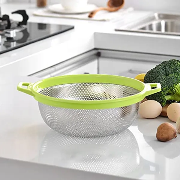 Mivana_Stainless_Steel_Colander,_28_CM_Micro-Perforated_&_Footed_Metal_Colander_with_Handle_for_Kitchen_Food/Vegetable/Fruit/Rice/Pasta/Noodles_-_Dishwasher_Safe