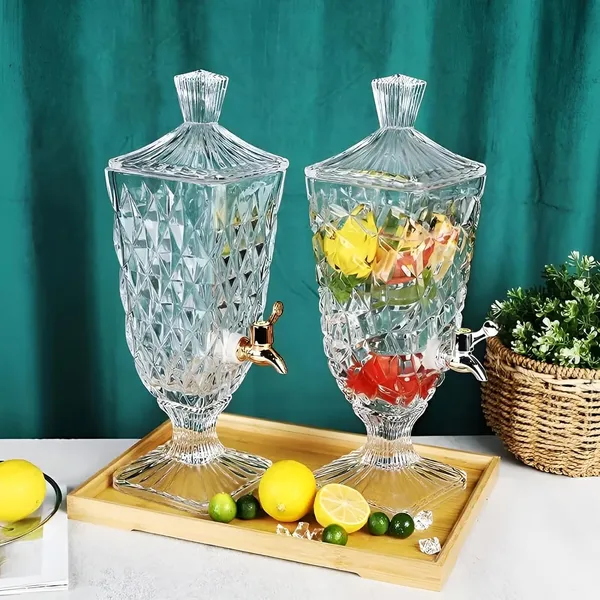 2.5_Liter_Glass_Iced_Drink_Dispenser_with_Spout_&_Tap,_Beverage_Dispensers_for_Beer,_Water,_Cocktails,_Detox_Drinks,_Home_&_Restaurants,_Office,_Bars,Party,Gift_Set_of_1