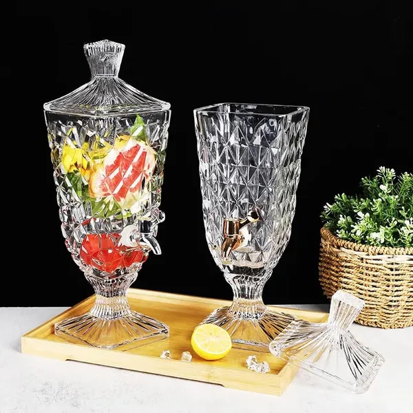 2.5_Liter_Glass_Iced_Drink_Dispenser_with_Spout_&_Tap,_Beverage_Dispensers_for_Beer,_Water,_Cocktails,_Detox_Drinks,_Home_&_Restaurants,_Office,_Bars,Party,Gift_Set_of_1