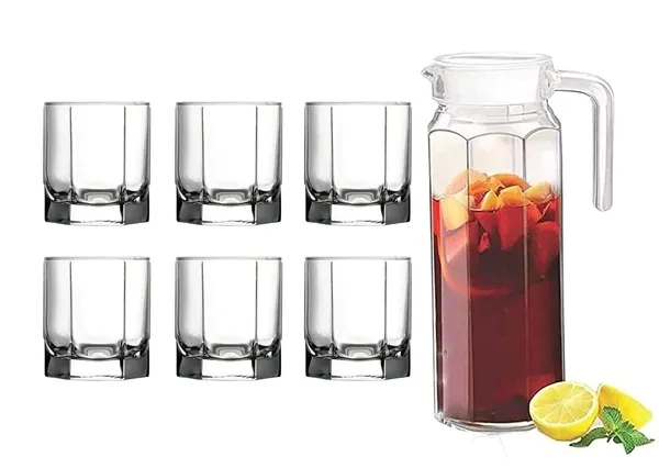 Premium_Water_and_Juice_Glasses_and_Jug_Set_Combo_[6_Piece_Glass_250ML_&_1_Piece_Jug_1_Liter]_Transparent_Pitcher_Set_for_Dining_Table,_Home_&_Restaurant,Party_(MTS_-_13)