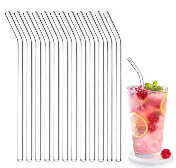 Reusable_Glass_Straw_Set_of_12_Ecofriendly_Multiuse_Drinking_Straws_Easy_to_Clean_for_Elegant_&_Durable_�_Perfect_for_Juice,_Cocktails,_Smoothies,_Coffee_&_More_Drinks