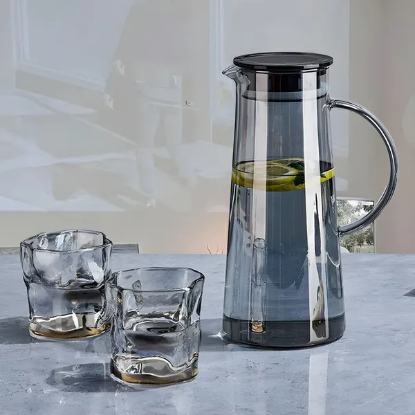 Premium_Borosilicate_Water_and_Juice_Glasses_Set_of_6_|_Black_Jug_Set_Combo,_(6_PC_Glasses_260ML_and_1_Water_Jug_1.8_Litre),_Transparent,_Glass_and_Jug_Set_for_Dining_Table_Color