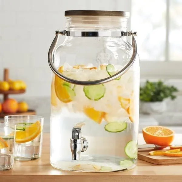 5.5_Liter_Glass_Beverage_Dispenser_with_Tap,_Ice_Drink_Dispensers_for_Juice,_Water,_Cocktails,_Detox_Drinks_&_More_Perfect_for_Party,Bars,Home_&_Restaurants,Weddings_Decoration