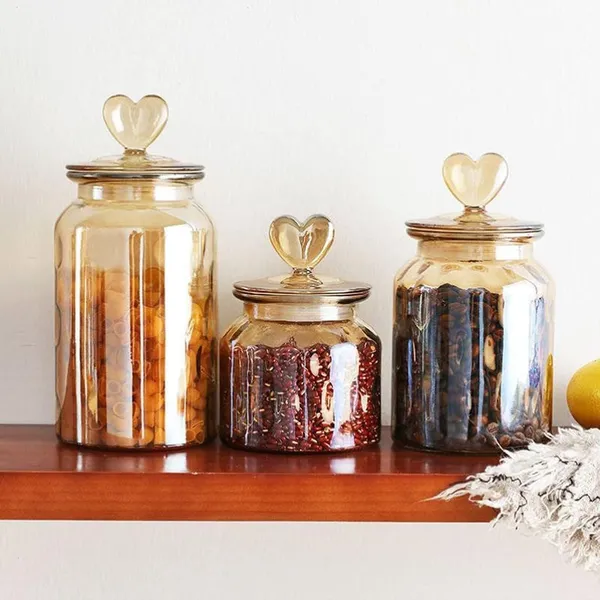Brown_Glass_Food_Storage_Jars_with_Glass_Lids_1000ml_Set_of_4,_Love_Heart_Handle_Lid_Jar_for_Home_Kitchen,Flour,_Sugar,_Coffee,_Pasta,Grains,_Cookies,_Snacks