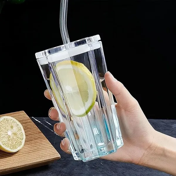 350ml_Drink_Coffee_Glass_Cup_with_Lid_and_Straw_Transparent,_Clear_Set_of_(1)
