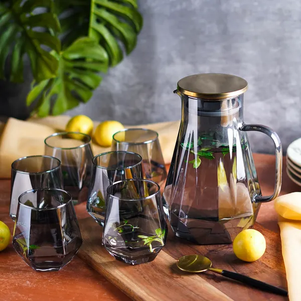 Crystal_Water_and_Juice_Glasses_Set_of_6_|_Black_Jug_Set_Combo,_(6_PC_Glasses_350ML_and_1_Water_Jug_1.2_Litre),_Transparent,_Glass_and_Jug_Set_for_Dining