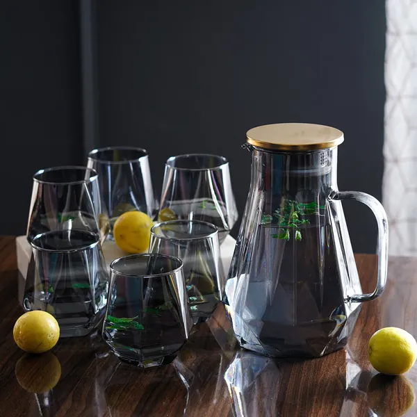 Crystal_Water_and_Juice_Glasses_Set_of_6_|_Black_Jug_Set_Combo,_(6_PC_Glasses_350ML_and_1_Water_Jug_1.2_Litre),_Transparent,_Glass_and_Jug_Set_for_Dining