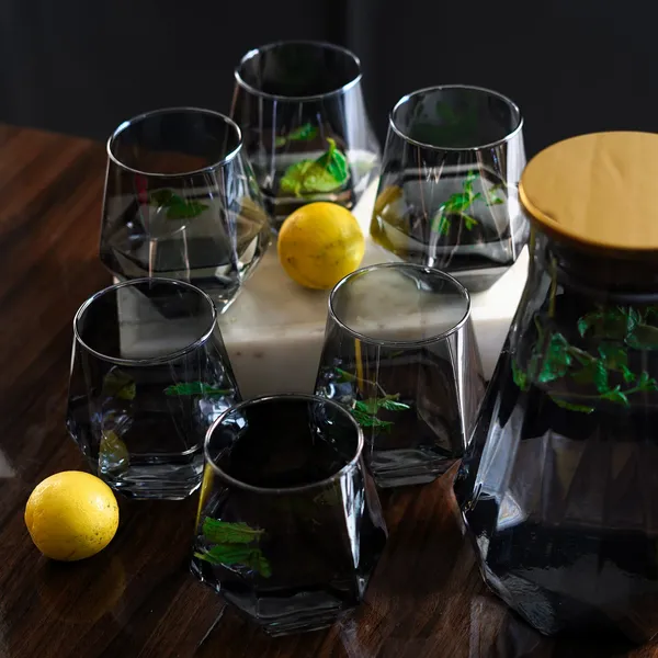 Crystal_Water_and_Juice_Glasses_Set_of_6_|_Black_Jug_Set_Combo,_(6_PC_Glasses_350ML_and_1_Water_Jug_1.2_Litre),_Transparent,_Glass_and_Jug_Set_for_Dining