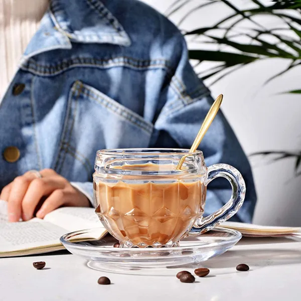210ML_Premium_Hot/Cold_Glass_Tea_and_Coffee_Cup_Glass_Mug,_Transparent,Clear_Set_of_(6)