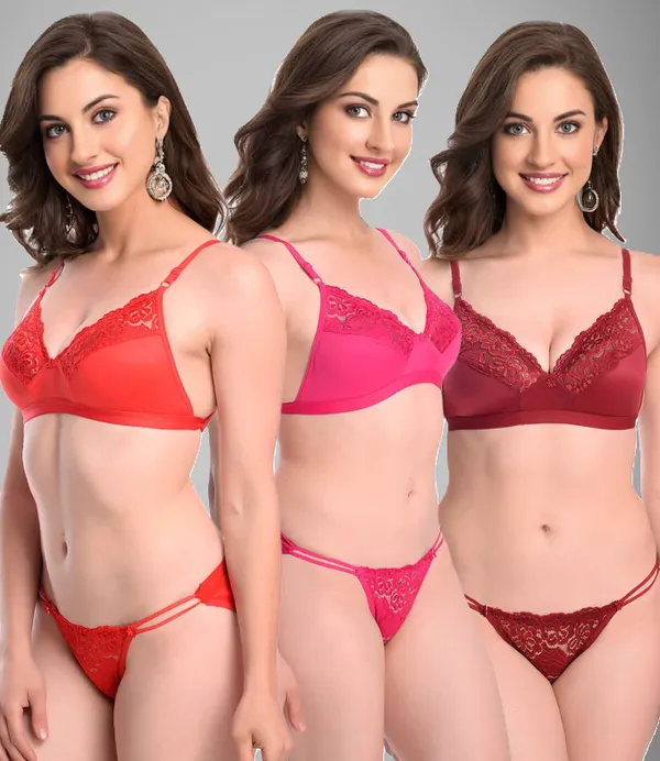 Maroon_&_Red_&_Pink_Beautiful_Non_Padded_Lingerie_Set