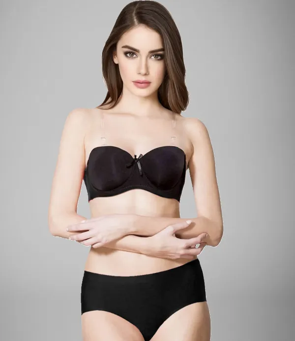Black_Beautiful_Strapless_Padded_Push_Up_Bra/Panty_Set