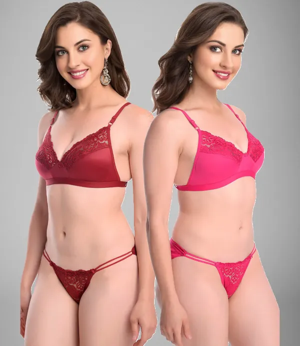 Maroon_&_Pink_Beautiful_Non_Padded_Lingerie_Set