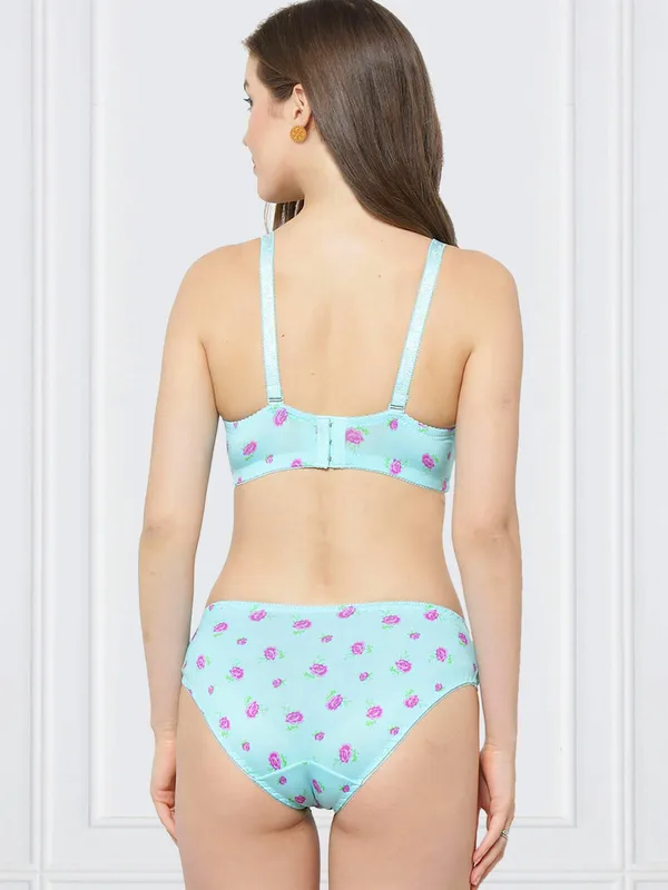 Sea_Green_Floral_Print_T-Shirt_Bra_&_Panty_Set