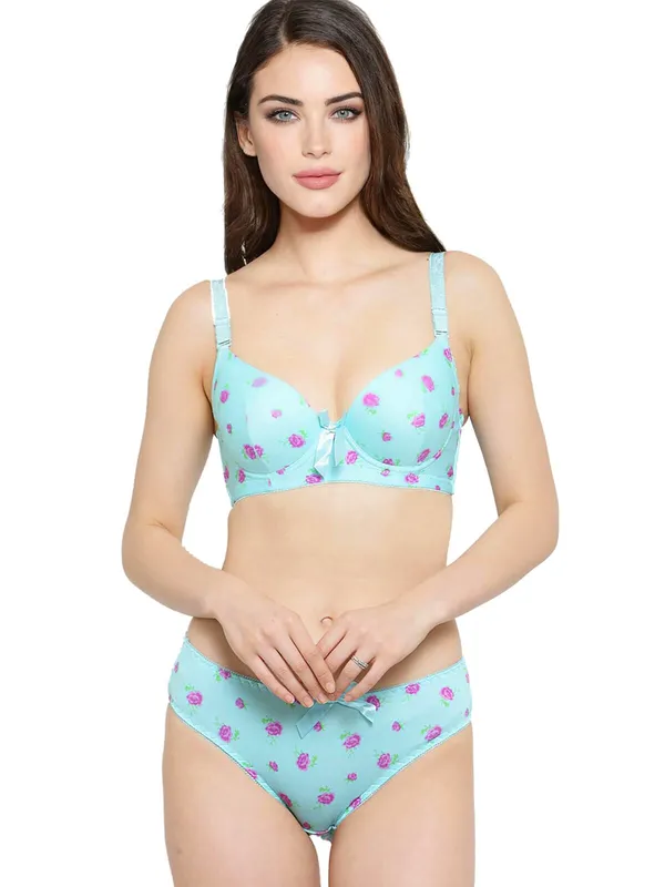 Sea_Green_Floral_Print_T-Shirt_Bra_&_Panty_Set