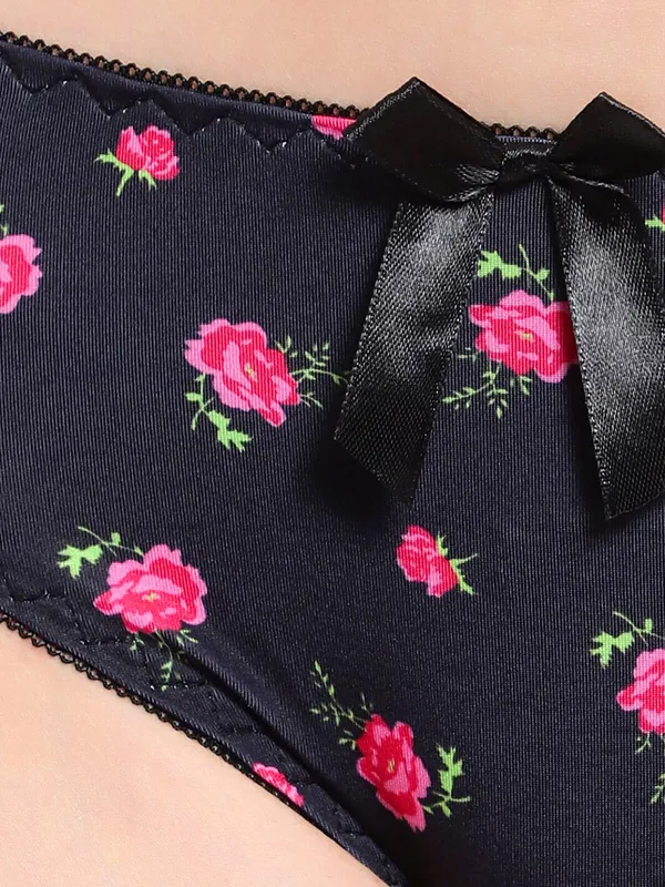Black_Floral_Print_T-Shirt_Bra_&_Panty_Set