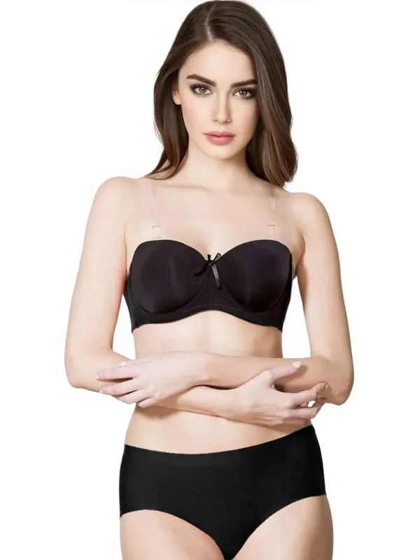 Black_Beautiful_Strapless_Padded_Push_Up_Bra/Panty_Set