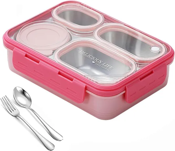 Stainless_Steel_Lunch_Box_Pink_4_Compartment_|_Leak-Proof_Tiffin_Box_for_School_Kids_&_Adults