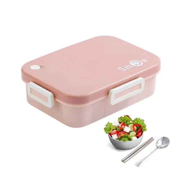 750ml_Leak-Proof_Stainless_Steel_Lunch_Box_Pink_|_3-Compartment_Tiffin_for_Office,_School_&_Travel