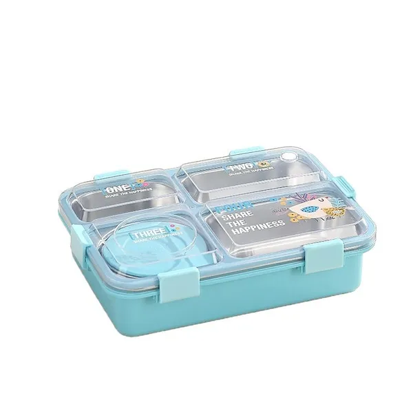 FreshMate_Bento__Stainless_Steel_Lunch_Box_4_Compartment_|_Blue_|_850ml_+_150ml_Bowl_|_Leakproof_with_Lid
