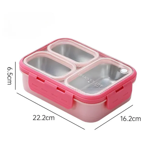 Leakproof_620ml_Bento_Lunch_Box_-_Pink_|_3-Compartment_BPA-Free_&_Insulated_Stainless_Steel_Tiffin_for_Kids_&_Adults