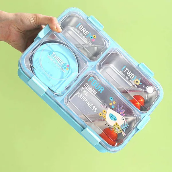 FreshMate_Bento_Stainless_Steel_Lunch_Box_4_Compartment_|_Pink_|_850ml_+_150ml_Bowl_|_Leakproof_with_Lid