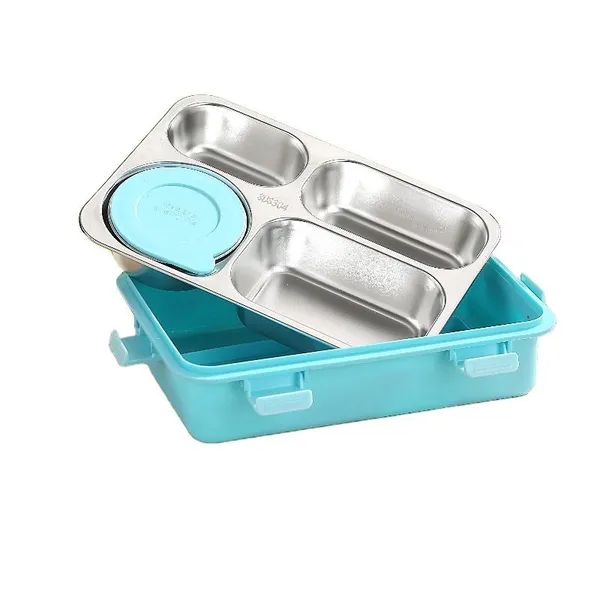 FreshMate_Bento_Stainless_Steel_Lunch_Box_4_Compartment_|_Pink_|_850ml_+_150ml_Bowl_|_Leakproof_with_Lid