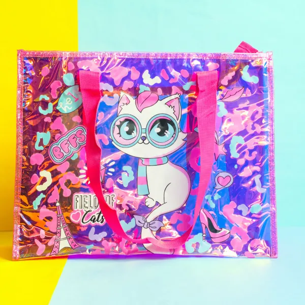 Pink_Holographic_Transparent_Tote_Bag_For_Women