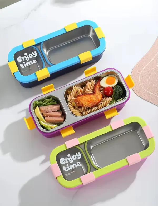 Fun_Bite_Meal_Lunch_Box_-_2_Section_-_Green_&_Pink