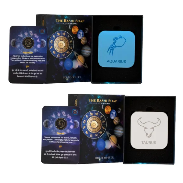Blue_&_White_Handmade_Ayurvedic_Goat_Milk,_Glycerine_Soap_Base_&_Walnut_Scrubber_Organic_Zodiac_Soap_(Aquarius_&_Taurus)_(Pack_Of_2)