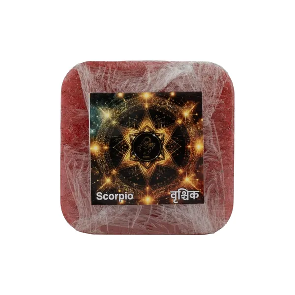 Red_Handmade_Ayurvedic_Goat_Milk,_Glycerine_Soap_Base_&_Walnut_Scrubber_Organic_Zodiac_Soap_(Scorpio)_(8_x_8_x_4_Cm)