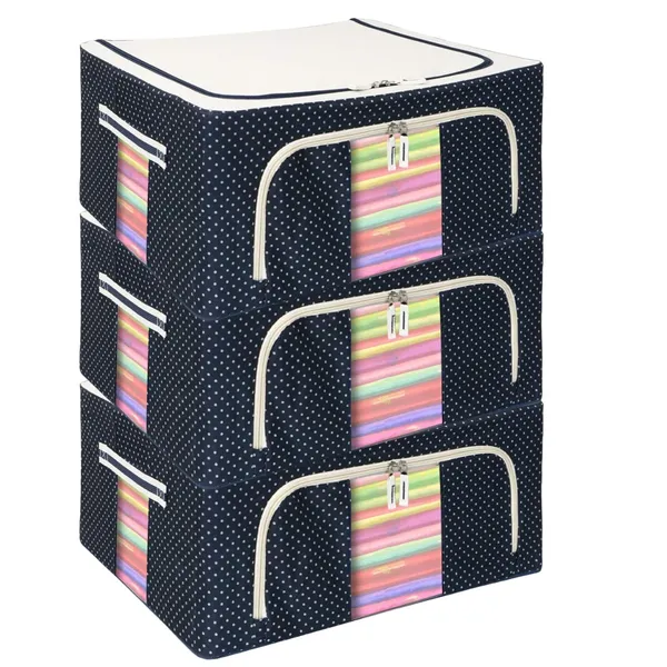 _Oxford_Fabric_Clothes_Storage_Box_Foldable_Steel_Frame_Clothes_Organizer_Storage_Box_For_Wardrobe,_Saree,_Shirts,_And_Blankets_(24_Liter_-_Steel_Frame,_Pack_Of_1),Blue