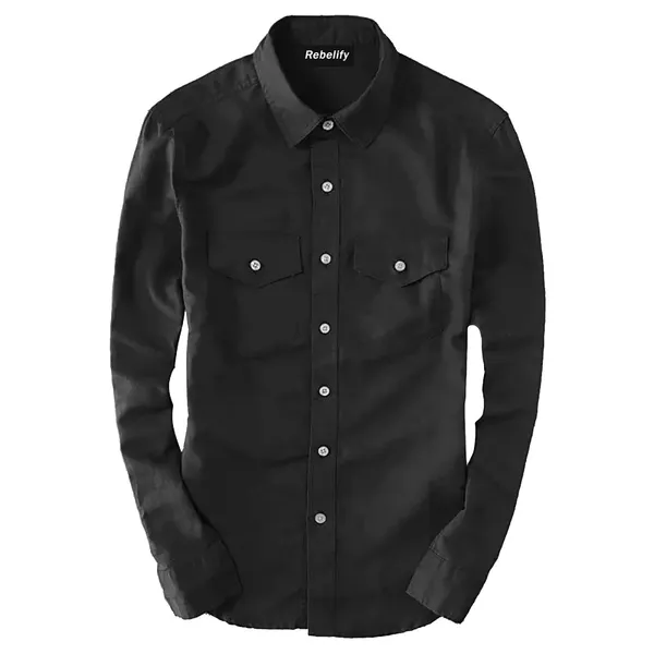 Rebelify_Men's_Cotton_Blend_Regular_Relaxed_Fit_Dual_Pocket_and_Button_Down_Long_Sleeve_Collared_Neck_S_to_XL_Size_Shirt._(2_Pocket_$Parent)