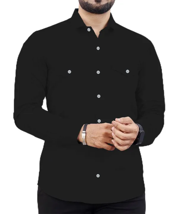 Rebelify_Men's_Cotton_Blend_Regular_Relaxed_Fit_Dual_Pocket_and_Button_Down_Long_Sleeve_Collared_Neck_S_to_XL_Size_Shirt._(2_Pocket_$Parent)