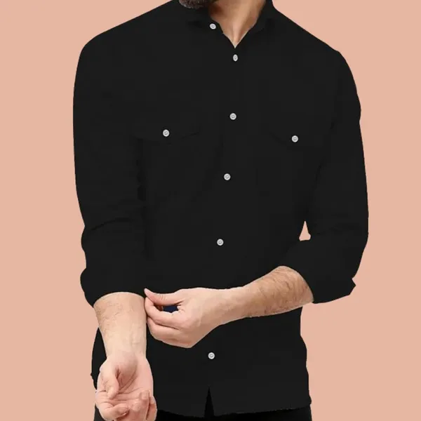 Rebelify_Men's_Cotton_Blend_Regular_Relaxed_Fit_Dual_Pocket_and_Button_Down_Long_Sleeve_Collared_Neck_S_to_XL_Size_Shirt._(2_Pocket_$Parent)
