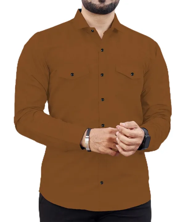 Rebelify_Men's_Cotton_Blend_Shirt_with_Pockets_Full_Sleeves_Collared_Neck_Solid_Pattern_Botton_Down_Closure_Regular_Fit_and_Standard_Length_Brown