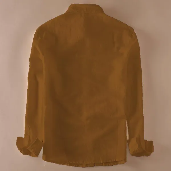 Rebelify_Men's_Cotton_Blend_Shirt_with_Pockets_Full_Sleeves_Collared_Neck_Solid_Pattern_Botton_Down_Closure_Regular_Fit_and_Standard_Length_Brown