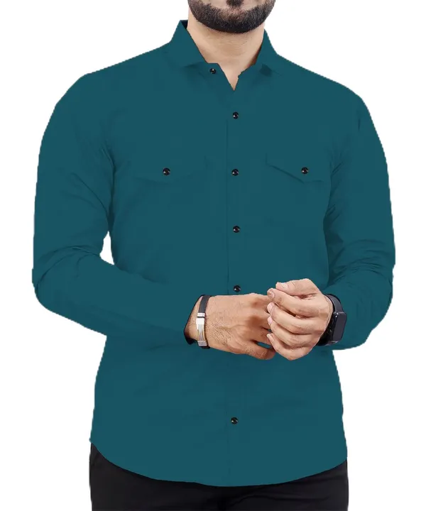 Rebelify_Men's_Cotton_Blend_Shirt_with_Pockets_Full_Sleeves_Collared_Neck_Solid_Pattern_Botton_Down_Closure_Regular_Fit_and_Standard_Length_Dark_Blue