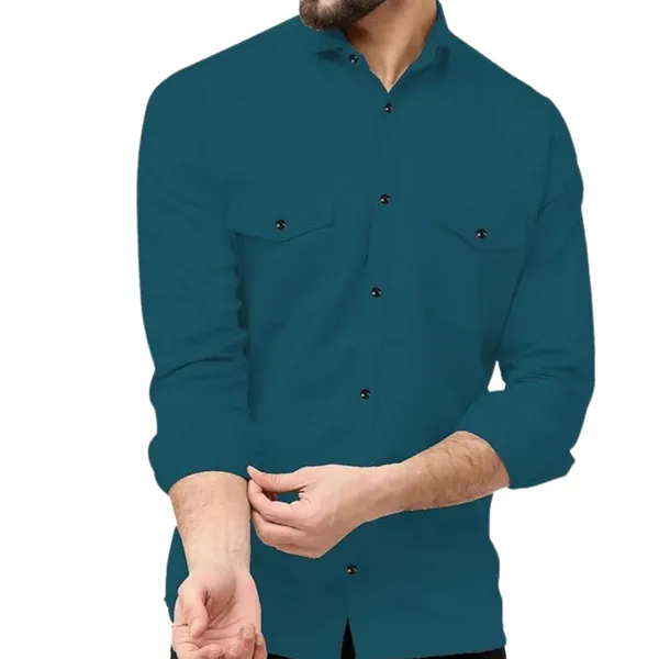 Rebelify_Men's_Cotton_Blend_Shirt_with_Pockets_Full_Sleeves_Collared_Neck_Solid_Pattern_Botton_Down_Closure_Regular_Fit_and_Standard_Length_Dark_Blue