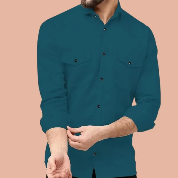 Rebelify_Men's_Cotton_Blend_Shirt_with_Pockets_Full_Sleeves_Collared_Neck_Solid_Pattern_Botton_Down_Closure_Regular_Fit_and_Standard_Length_Dark_Blue