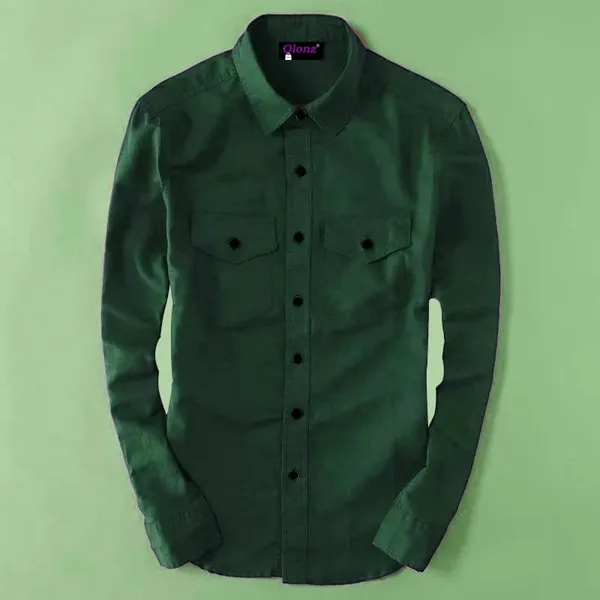 Rebelify_Men's_Cotton_Blend_Green_Regular_Relaxed_Fit_Dual_Pocket_and_Button_Down_Long_Sleeve_Collared_Neck_XL_Size_Shirt._(2_Pocket_Green_Shirt_(XL))