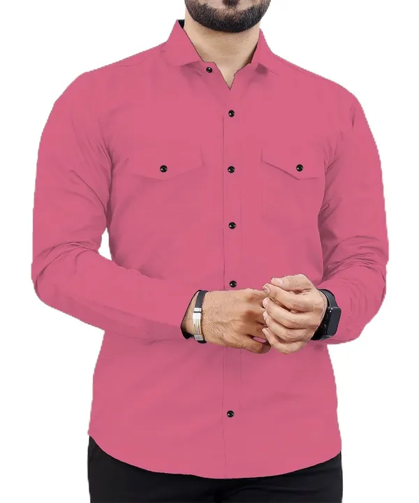 Rebelify_Men's_Cotton_Blend_Shirt_with_Pockets_Full_Sleeves_Collared_Neck_Solid_Pattern_Botton_Down_Closure_Regular_Fit_and_Standard_Length_Pink