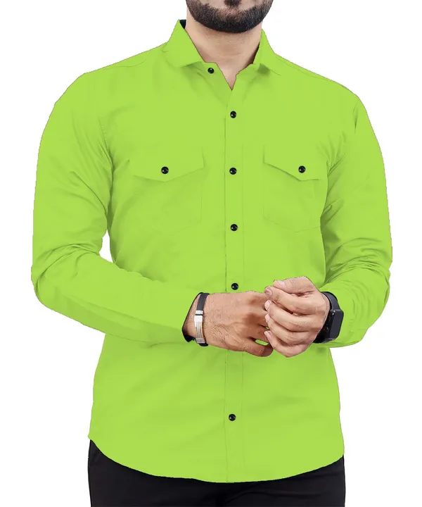 Rebelify_Men's_Cotton_Blend_Pista_Regular_Relaxed_Fit_Dual_Pocket_and_Button_Down_Long_Sleeve_Collared_Neck_XL_Size_Shirt._(2_Pocket_Pista_Shirt_(XL))