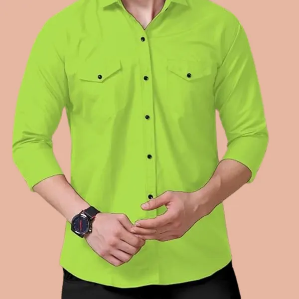 Rebelify_Men's_Cotton_Blend_Pista_Regular_Relaxed_Fit_Dual_Pocket_and_Button_Down_Long_Sleeve_Collared_Neck_XL_Size_Shirt._(2_Pocket_Pista_Shirt_(XL))