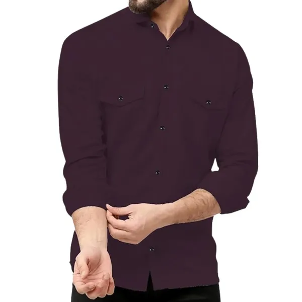 Rebelify_Men's_Cotton_Blend_Purple_Regular_Relaxed_Fit_Dual_Pocket_and_Button_Down_Long_Sleeve_Collared_Neck_XL_Size_Shirt._(2_Pocket_Purple_Shirt_(XL))